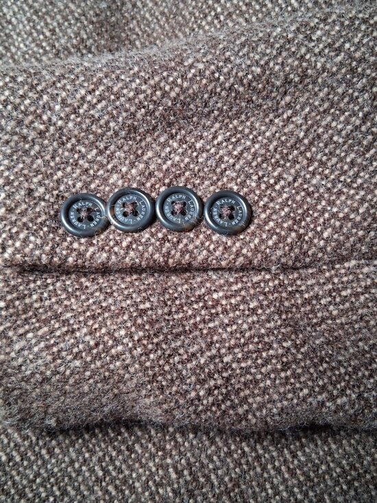 Lauren Ralph Lauren Tweed Blazer Jacket Women 10 Brown Wool Blend Short Classic - Picture 12 of 15